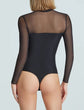 Chic Mesh Mock Long Sleeve Covered Bodysuit