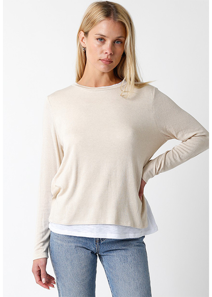 Lined Crew Neck Sweater