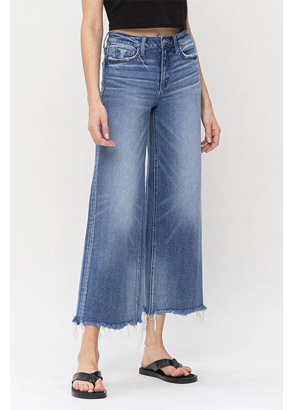 Sagacity - High Rise Crop Wide Leg Jeans