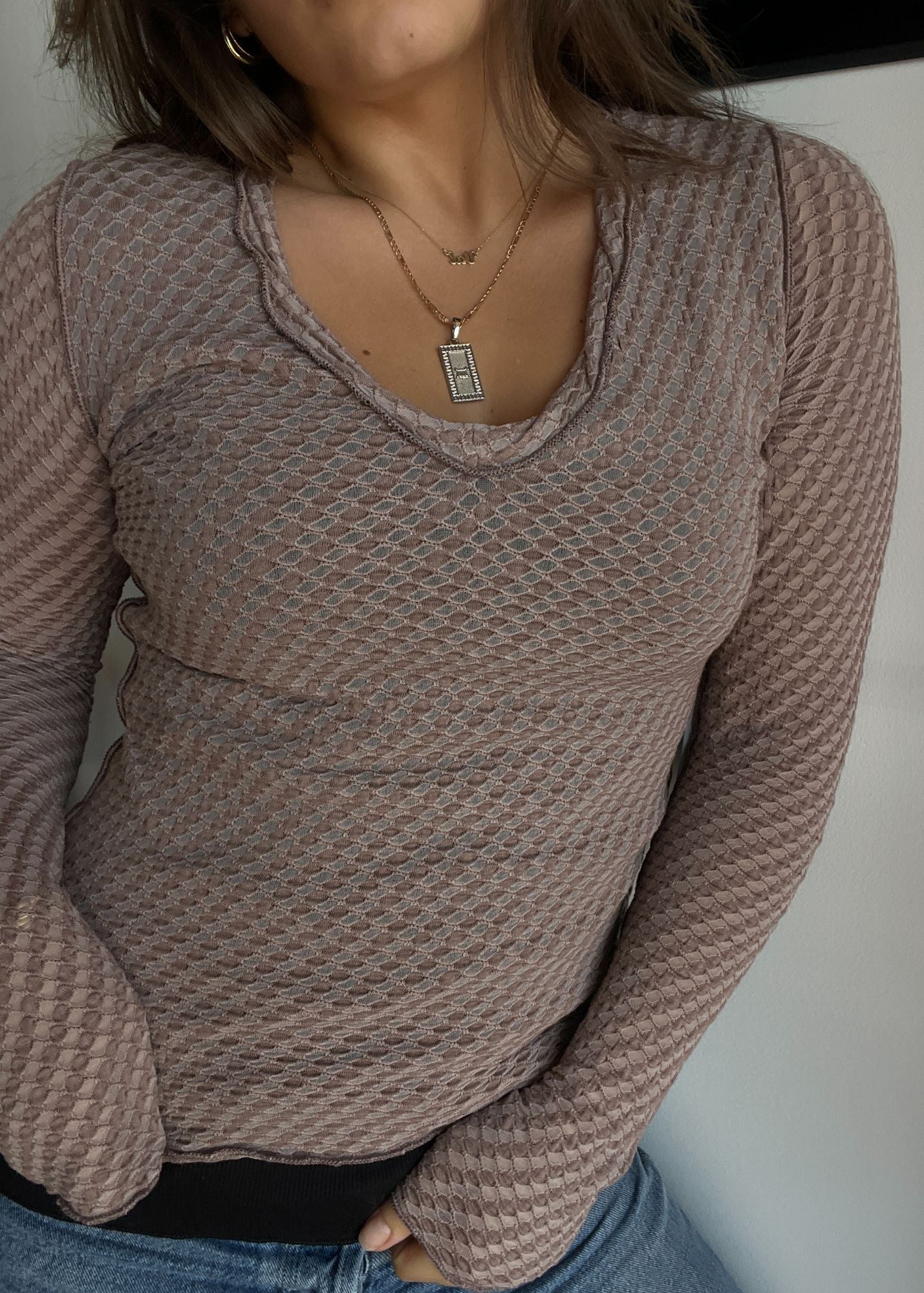 Jacquard Long Sleeve Top