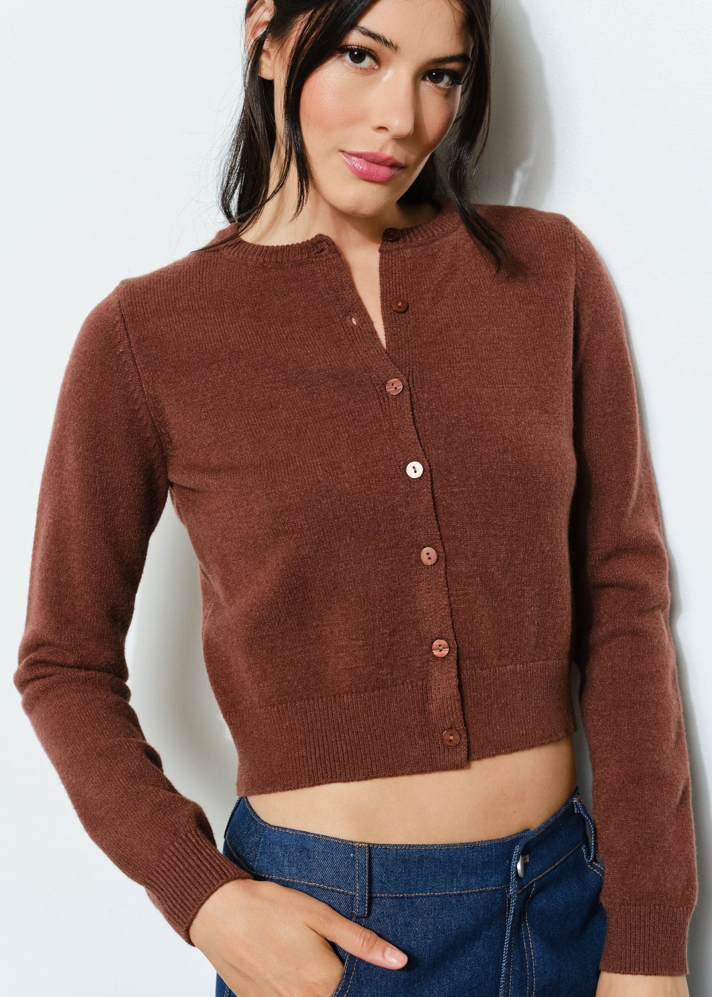 Amelia Knit Cardigan- Brown