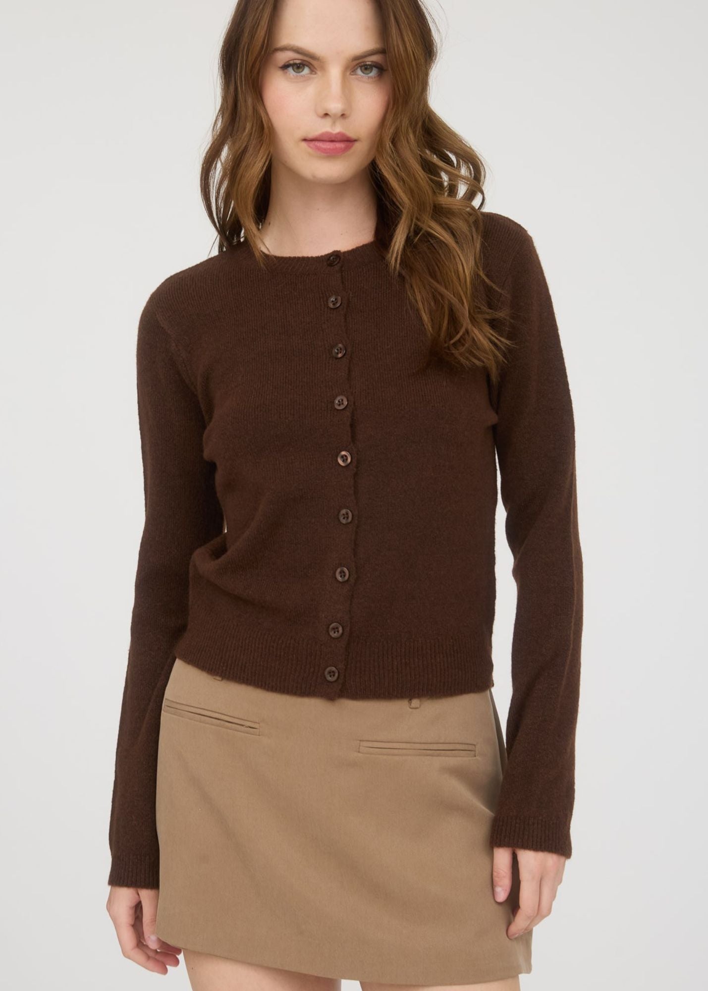 Emma Sweater Cardigan- Brown