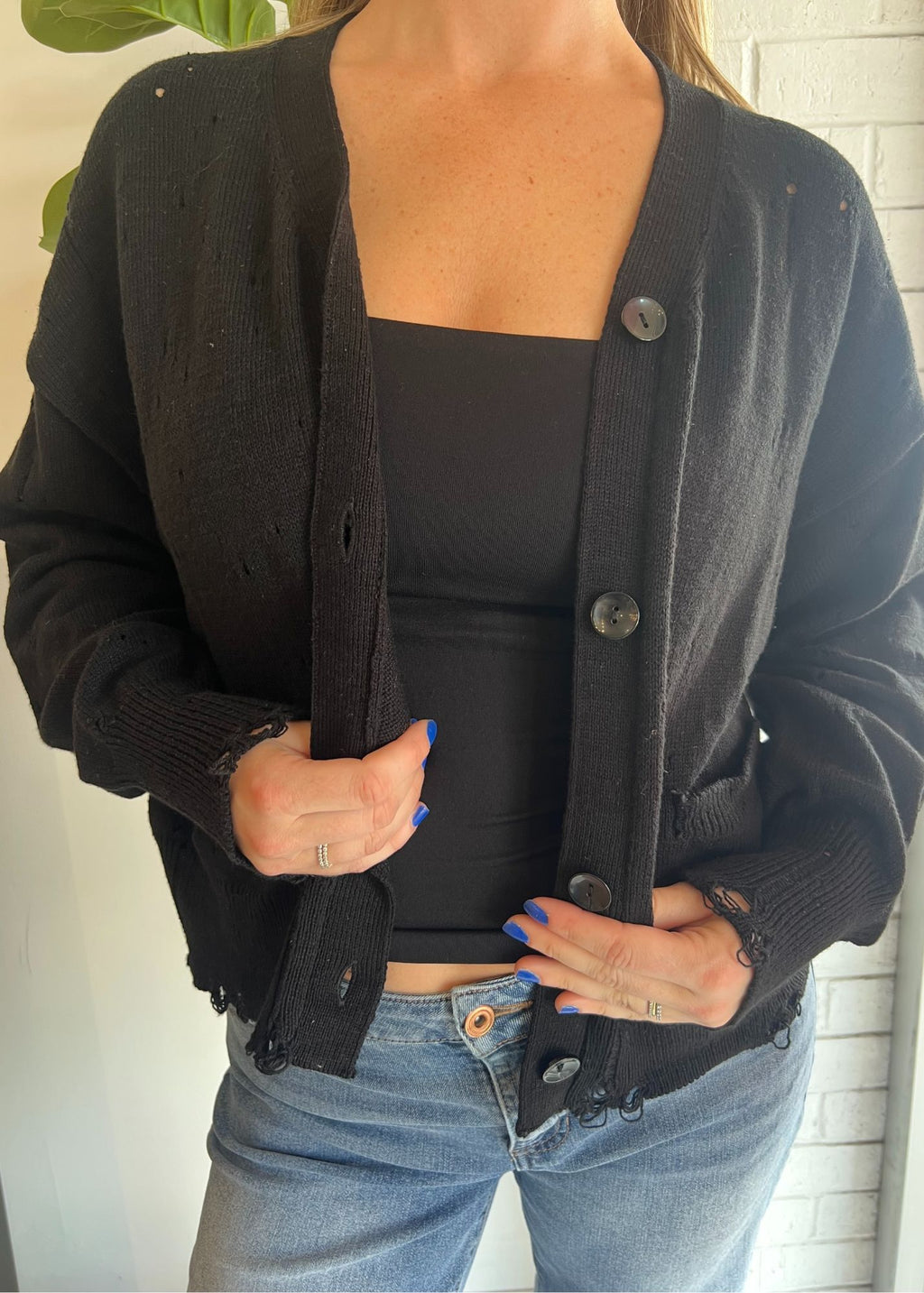 Elanor Distressed Sweater Cardigan