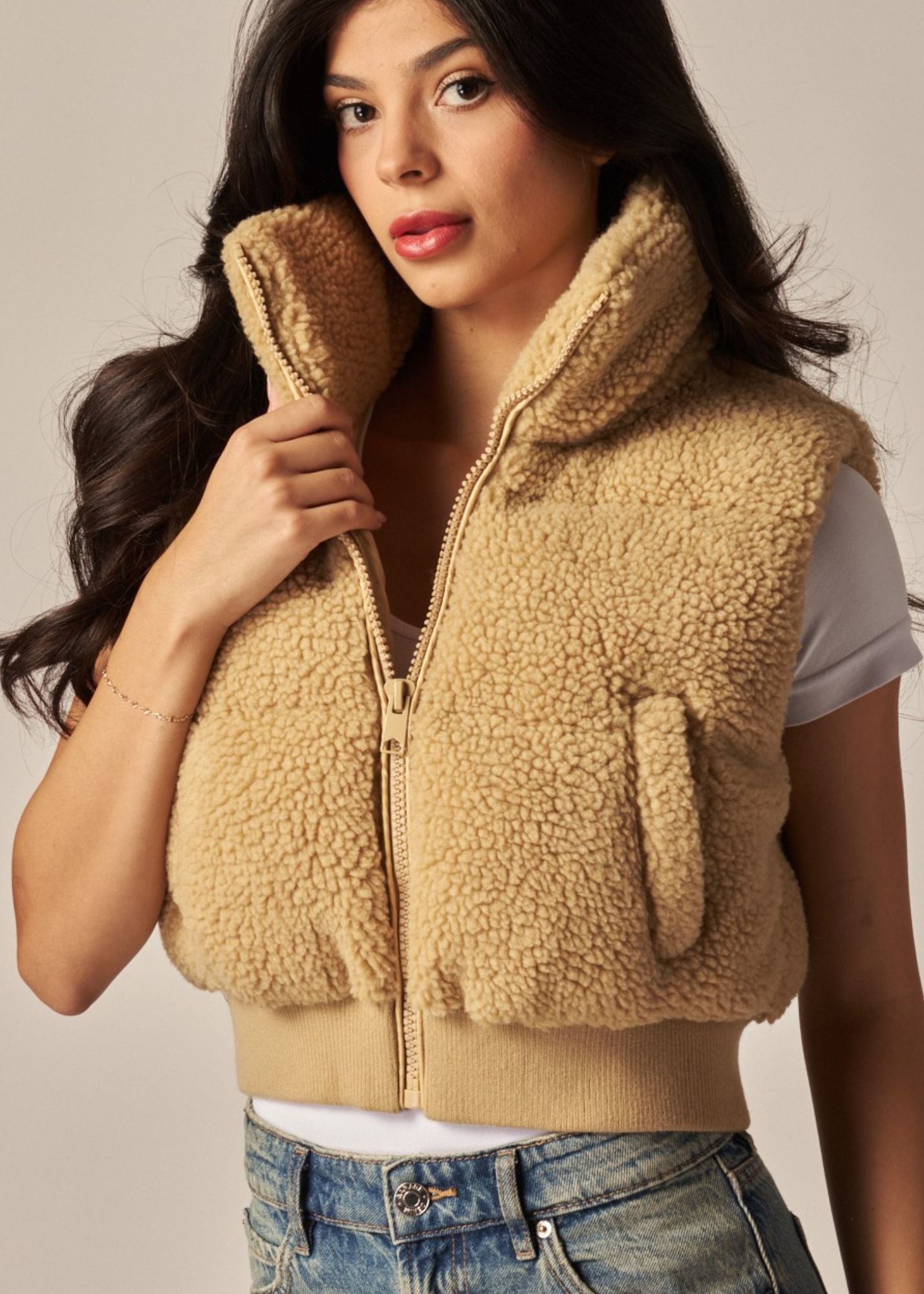 Teddy Mini Sherpa Puffer Vest