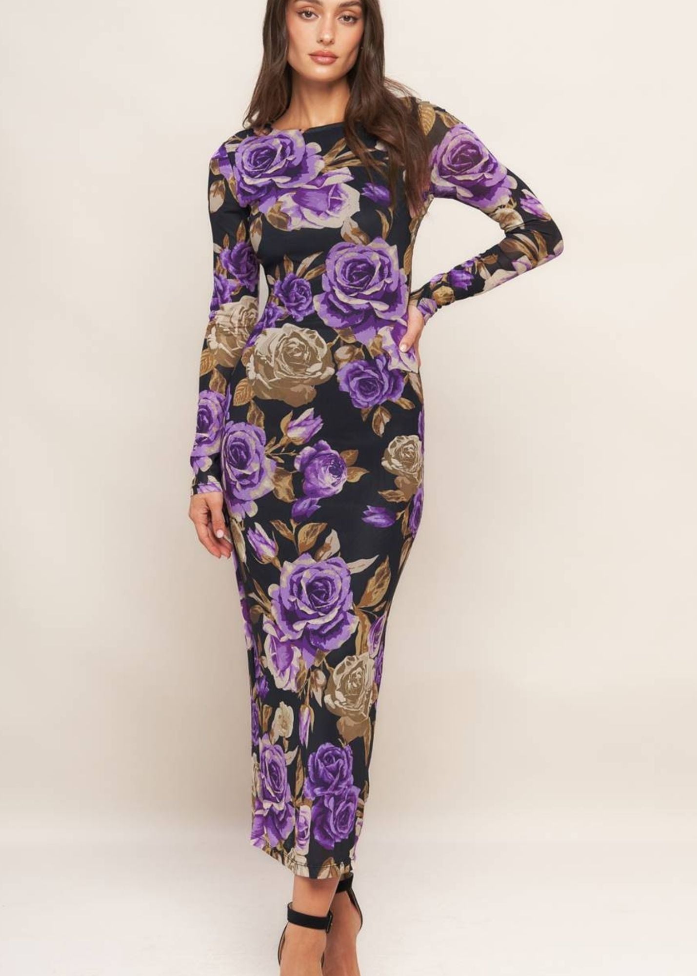 Elsie Floral Mesh Midi Dress