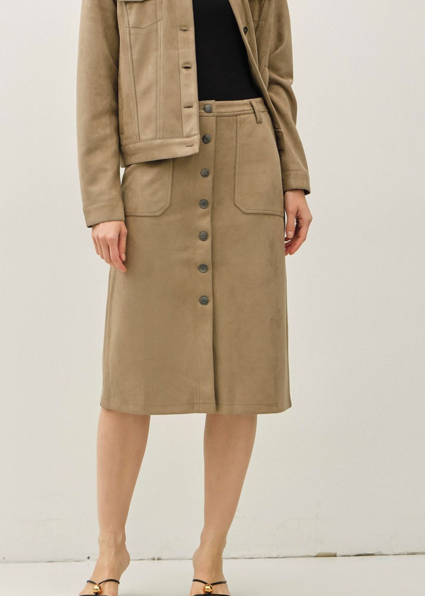 Julieta Suede Midi Skirt