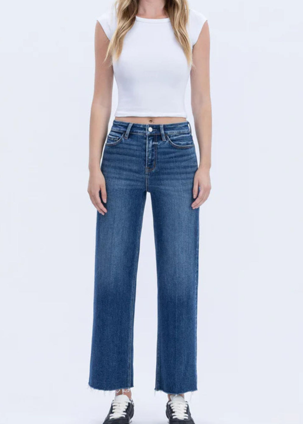 High Rise Trouser Press Wide Leg Jeans