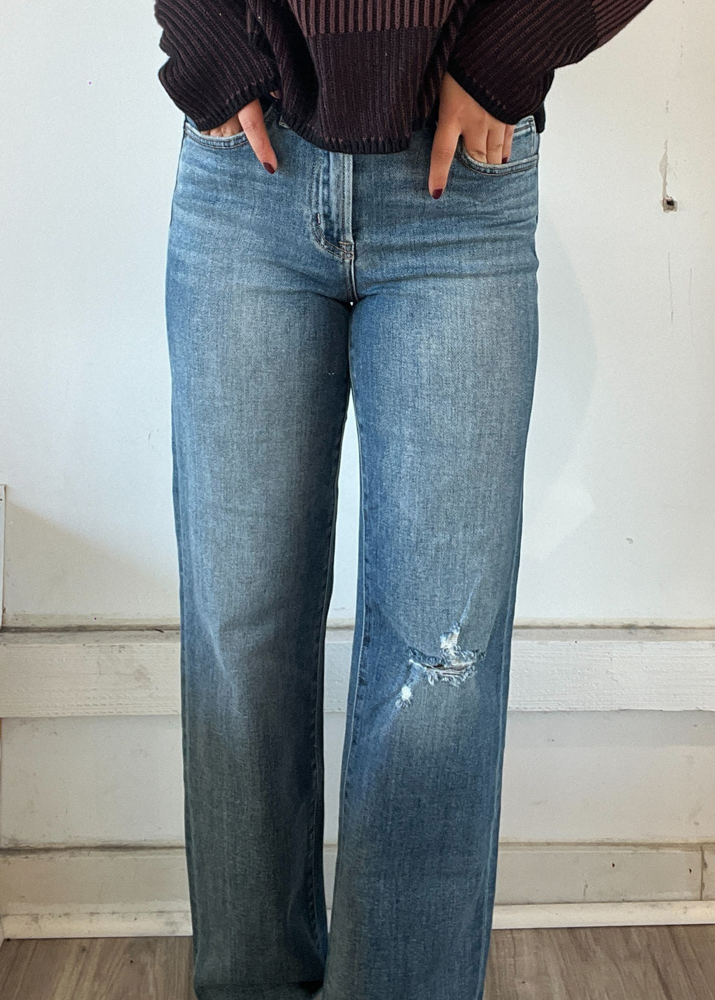 High Rise Slim Wide Leg