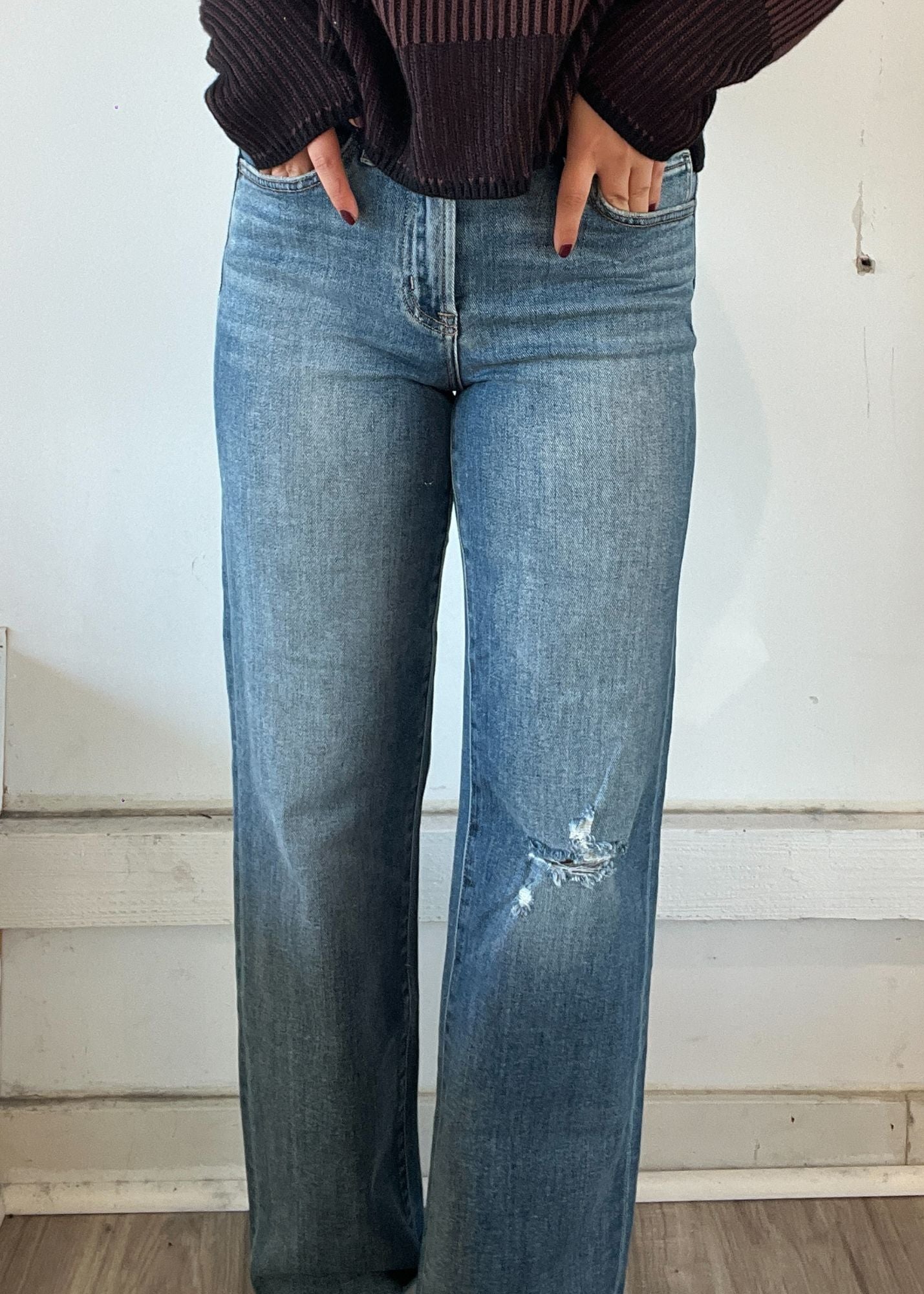 High Rise Slim Wide Leg