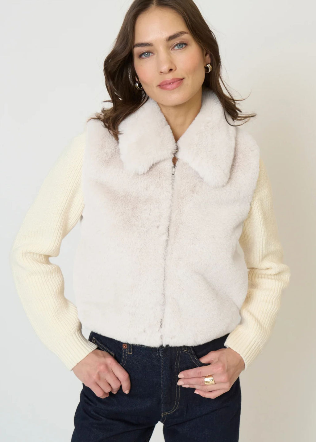 Gia Cropped Fur Sweater