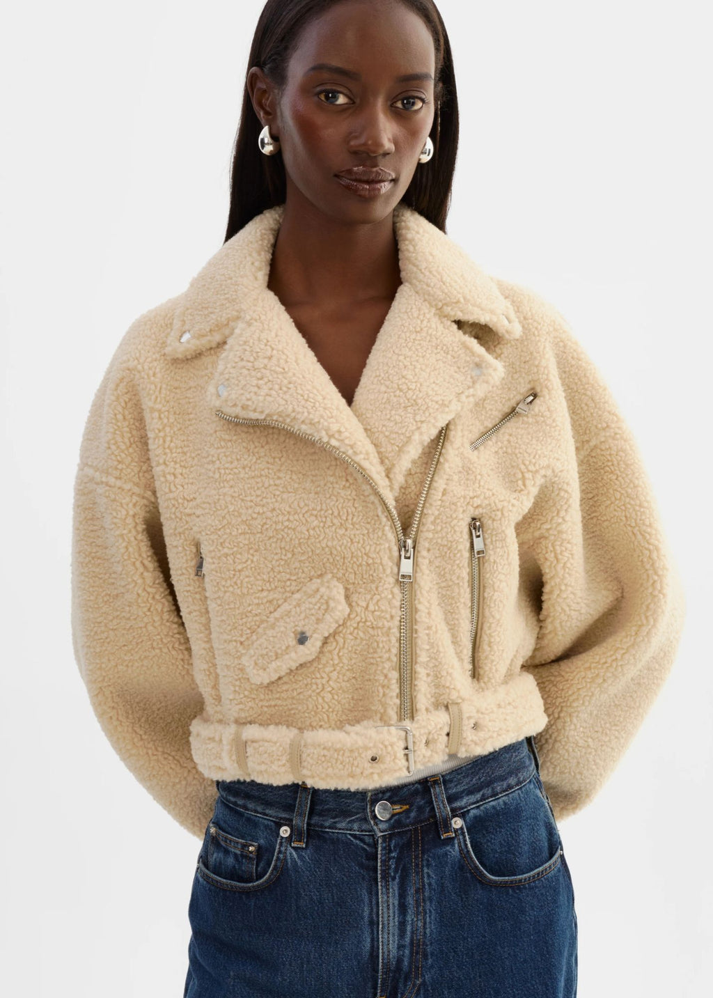 Brina Sherpa Biker Jacket