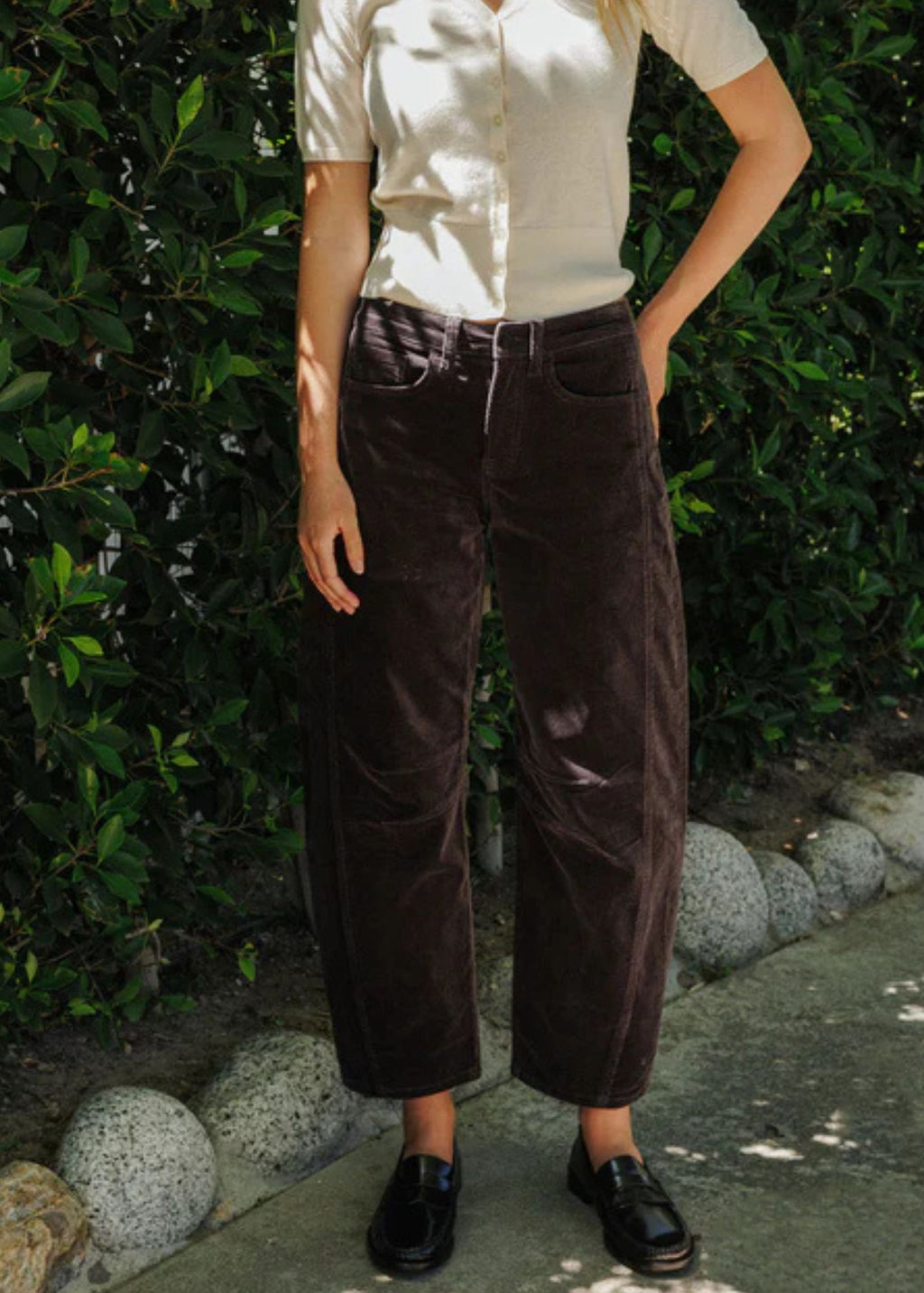 High Rise Corduroy Barrel Jeans