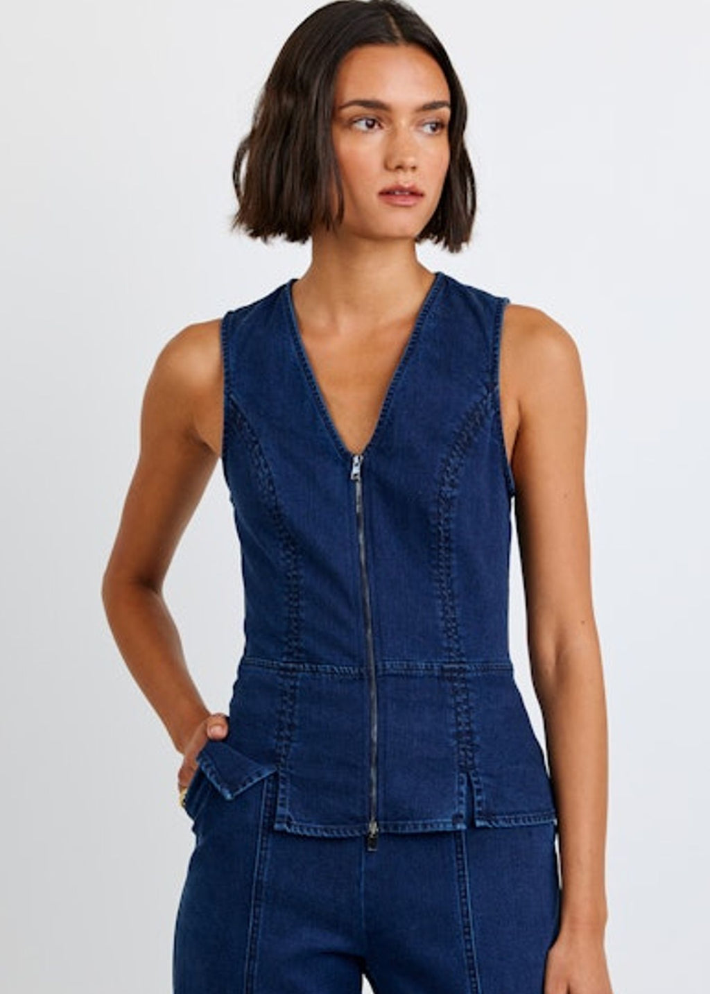 Seamed Zip Vest