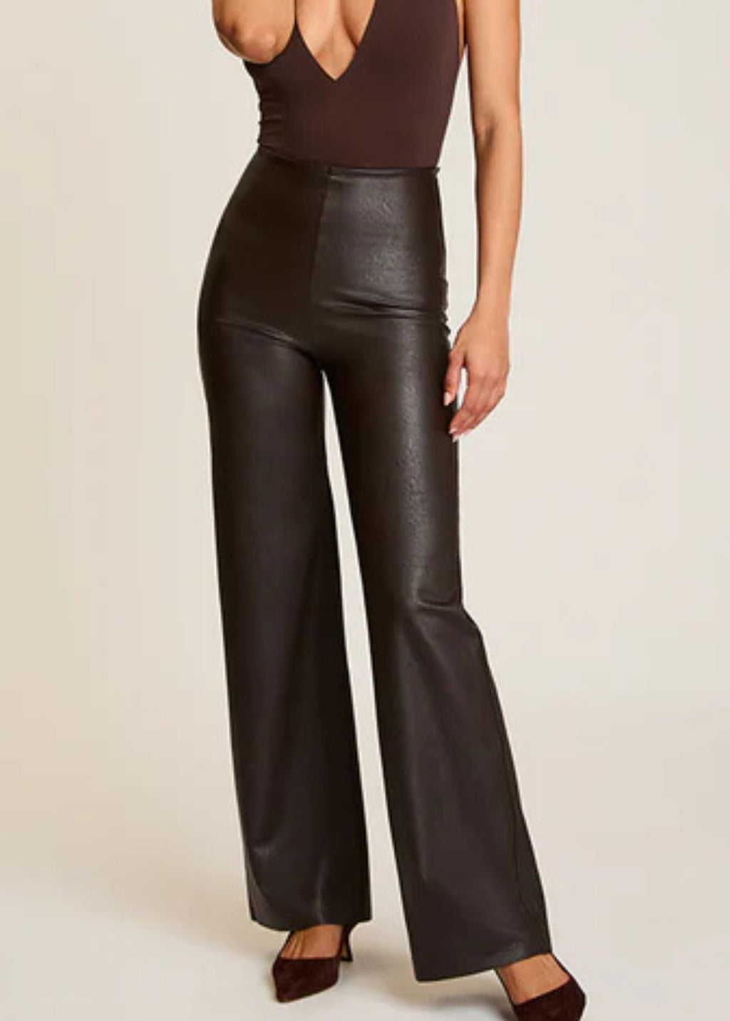 Faux Leather Wide Leg Pant