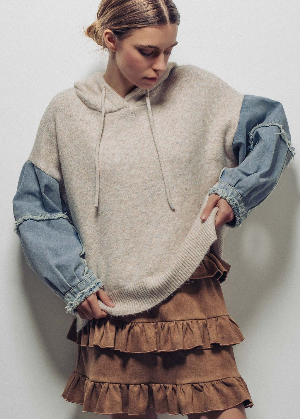 Denim Contrast Hoodie