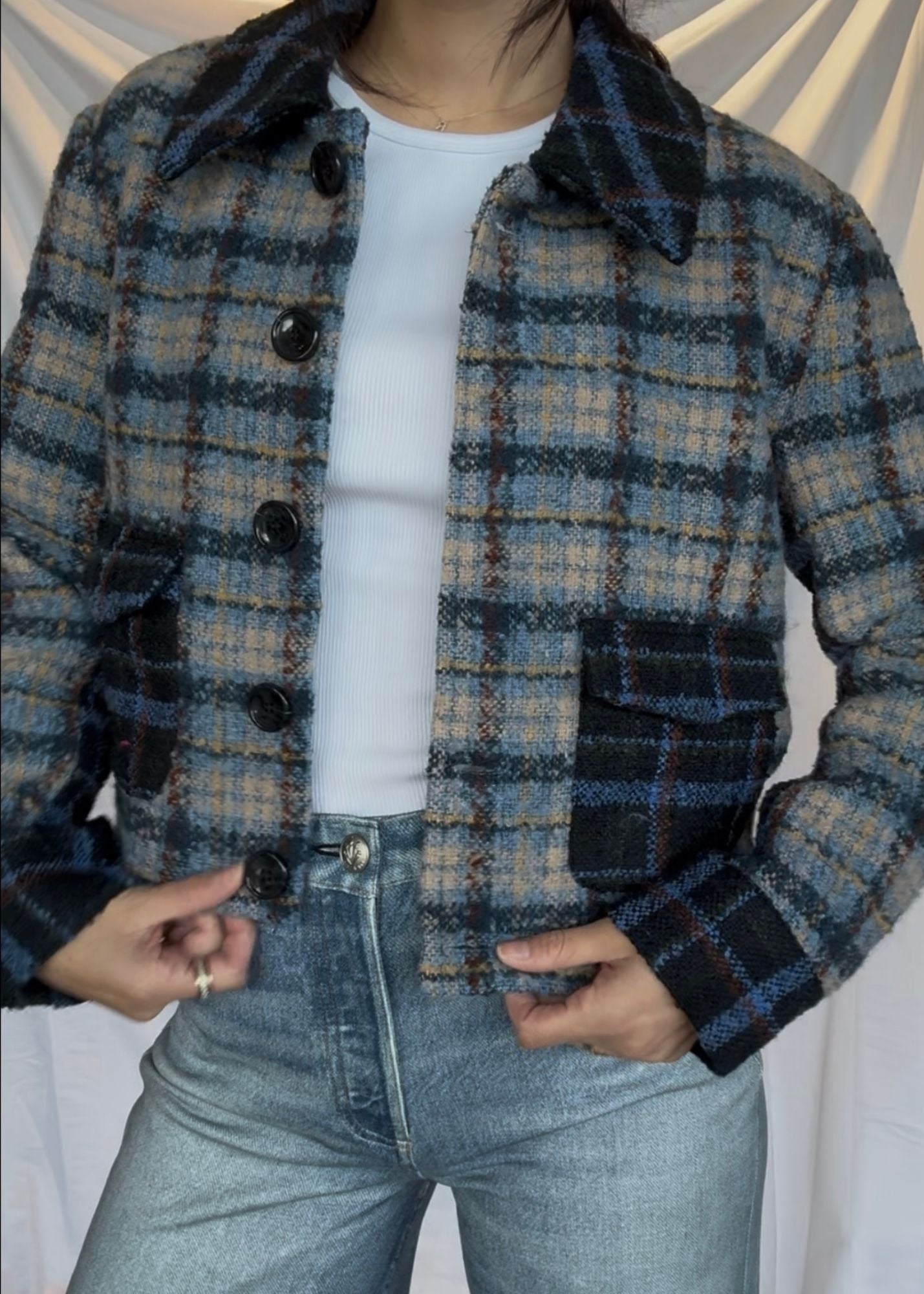 Daphne Cropped Plaid Jacket