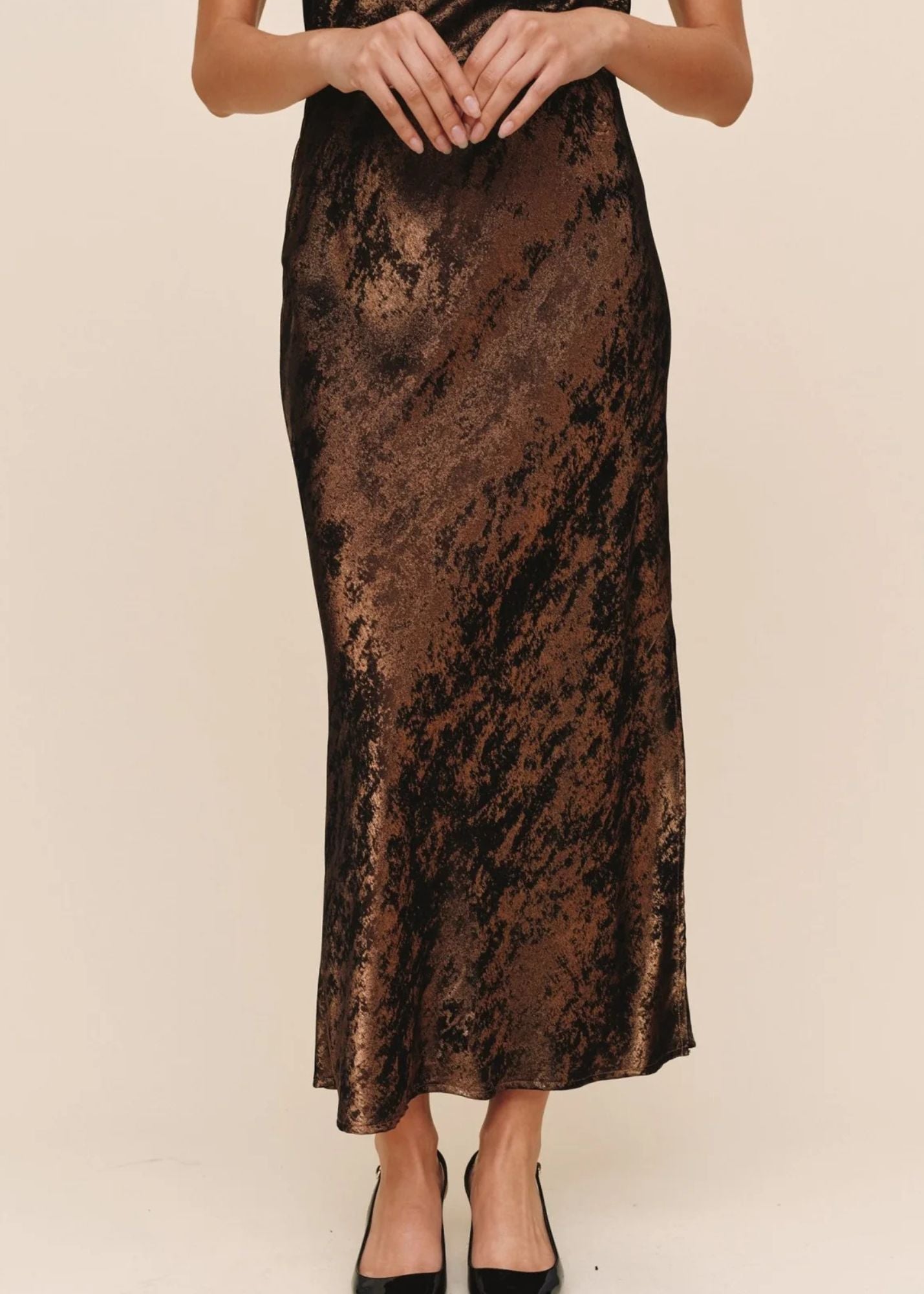 Side Slit Bias Maxi Skirt