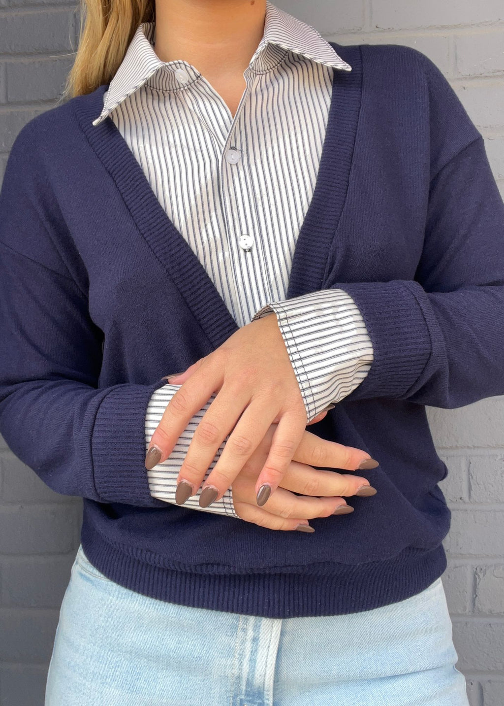 Kimmy Deep V Twofer Sweater