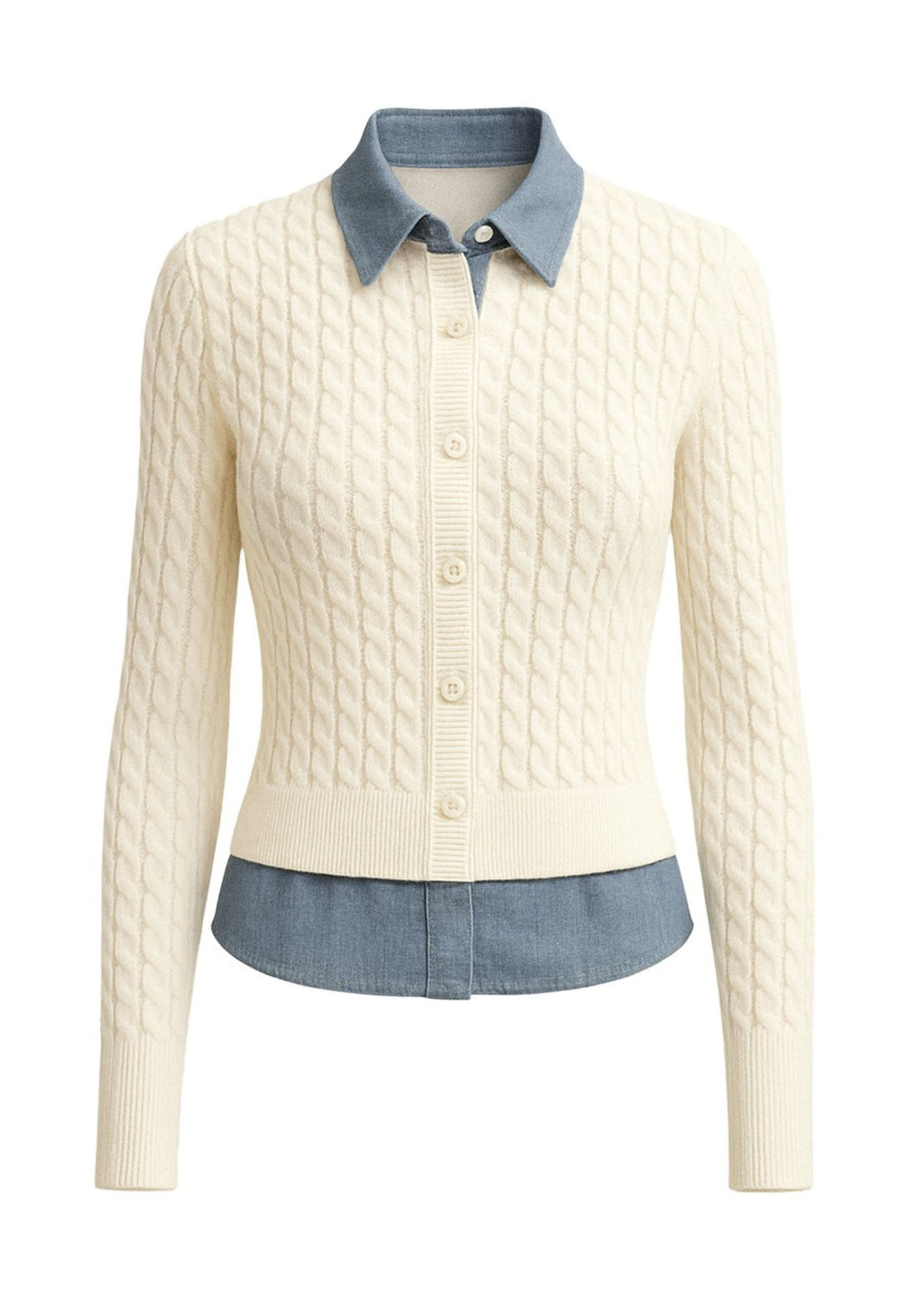 Josette Mixed Media Cable Knit Cardigan