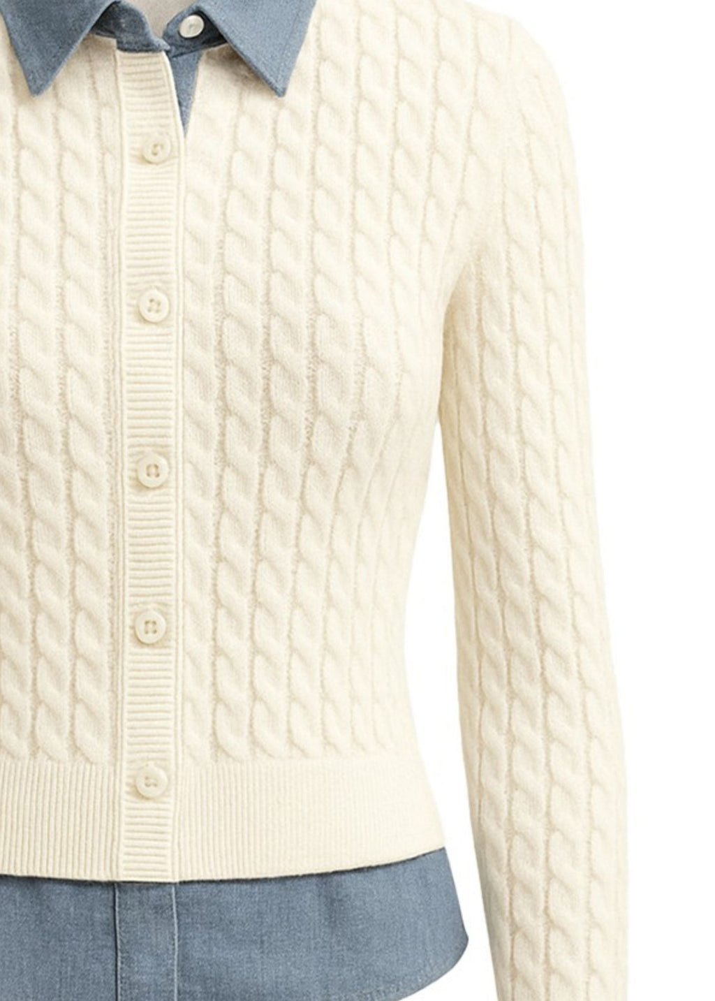 Josette Mixed Media Cable Knit Cardigan