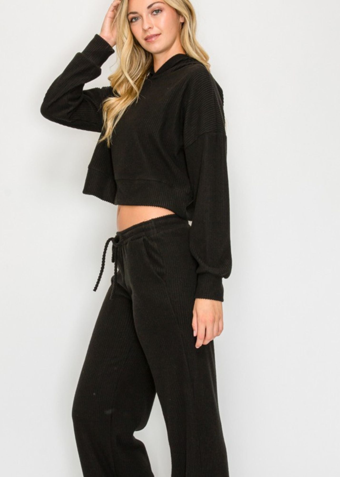 Rachelle Ribbed Crop Hoodie