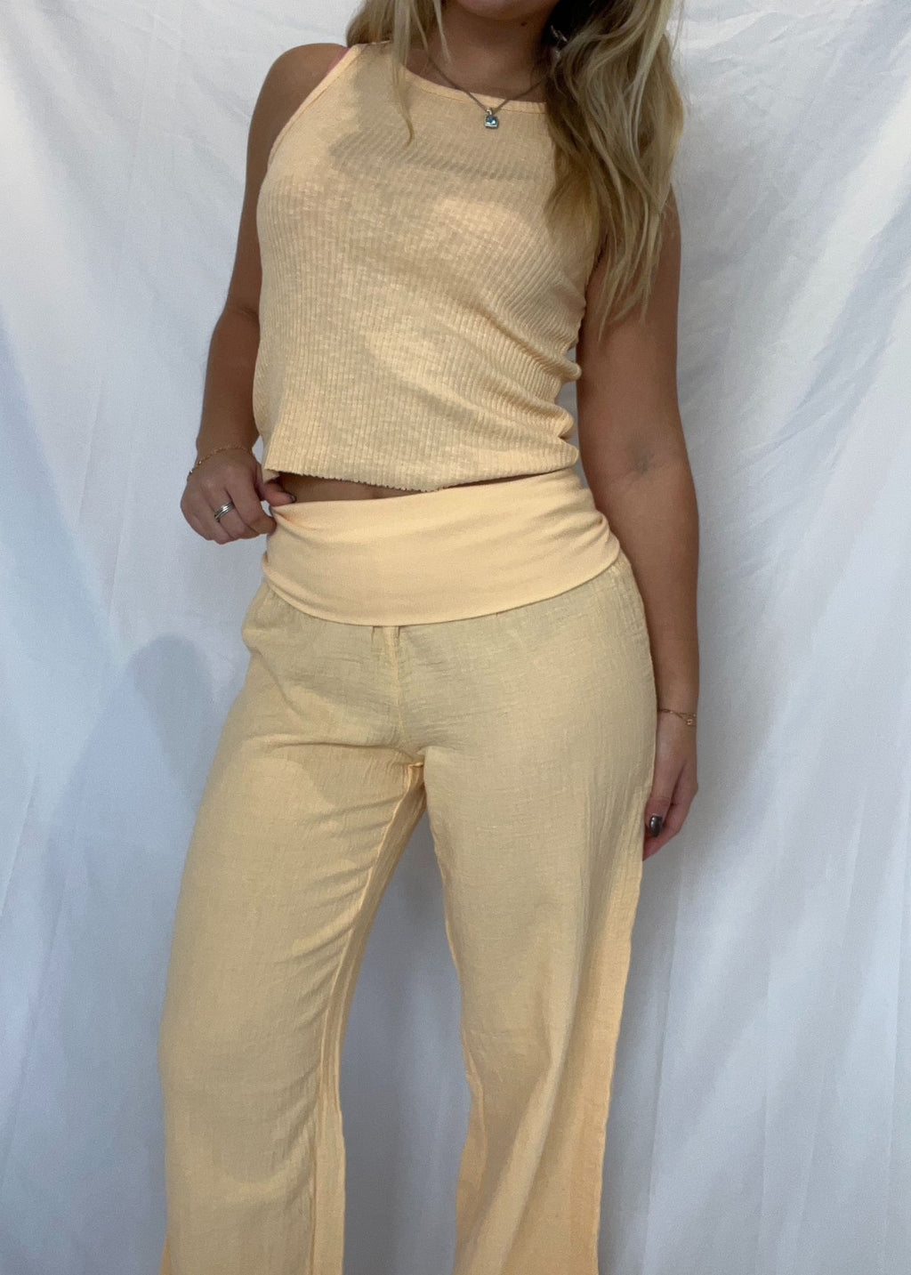 Fold Over Waist Beach Pant