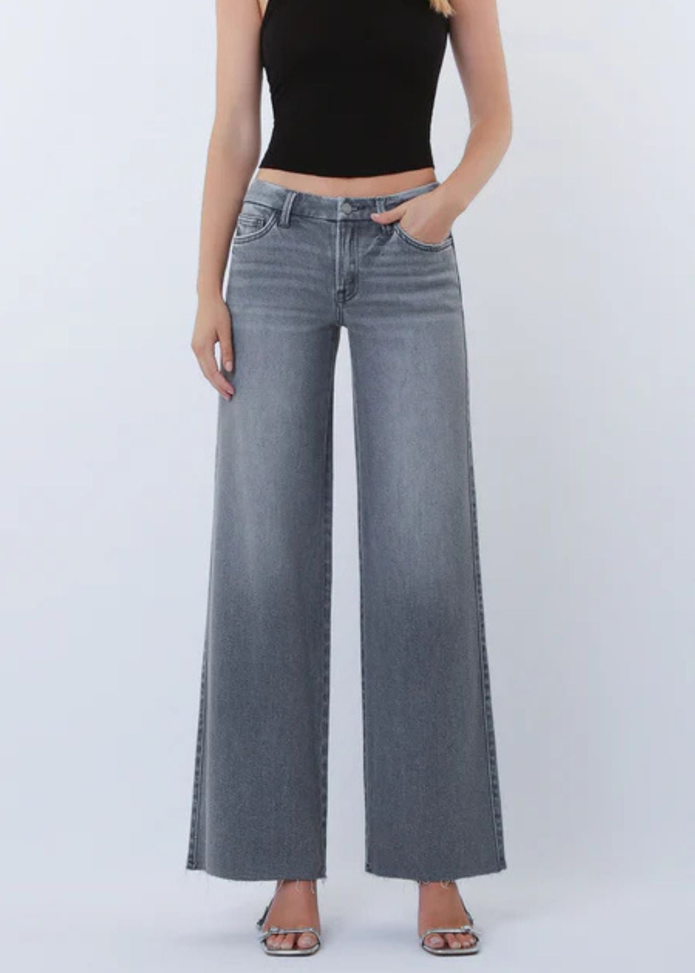Mid Rise Wide Leg Jeans