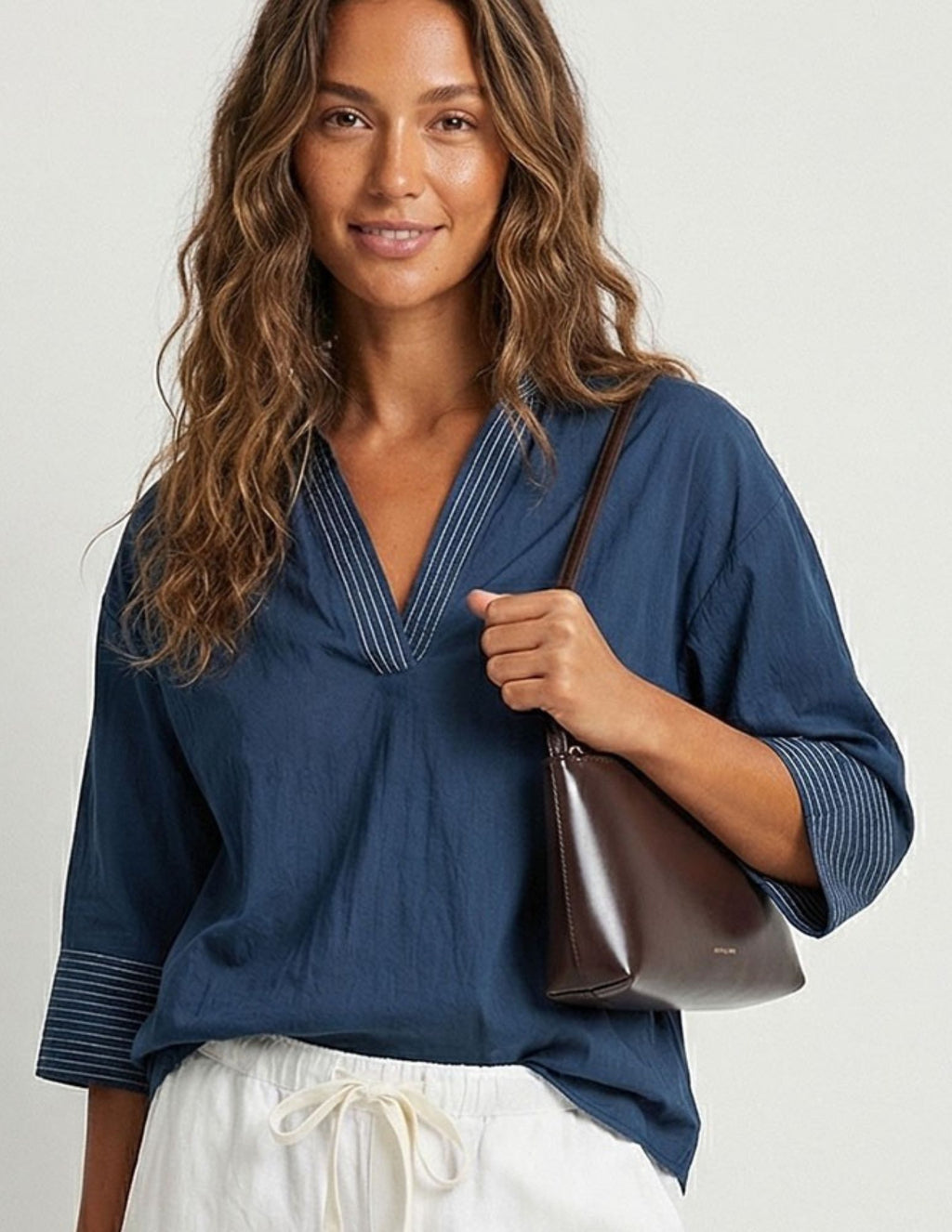 Maya Contrast Stitch Blouse - Clothes Horse