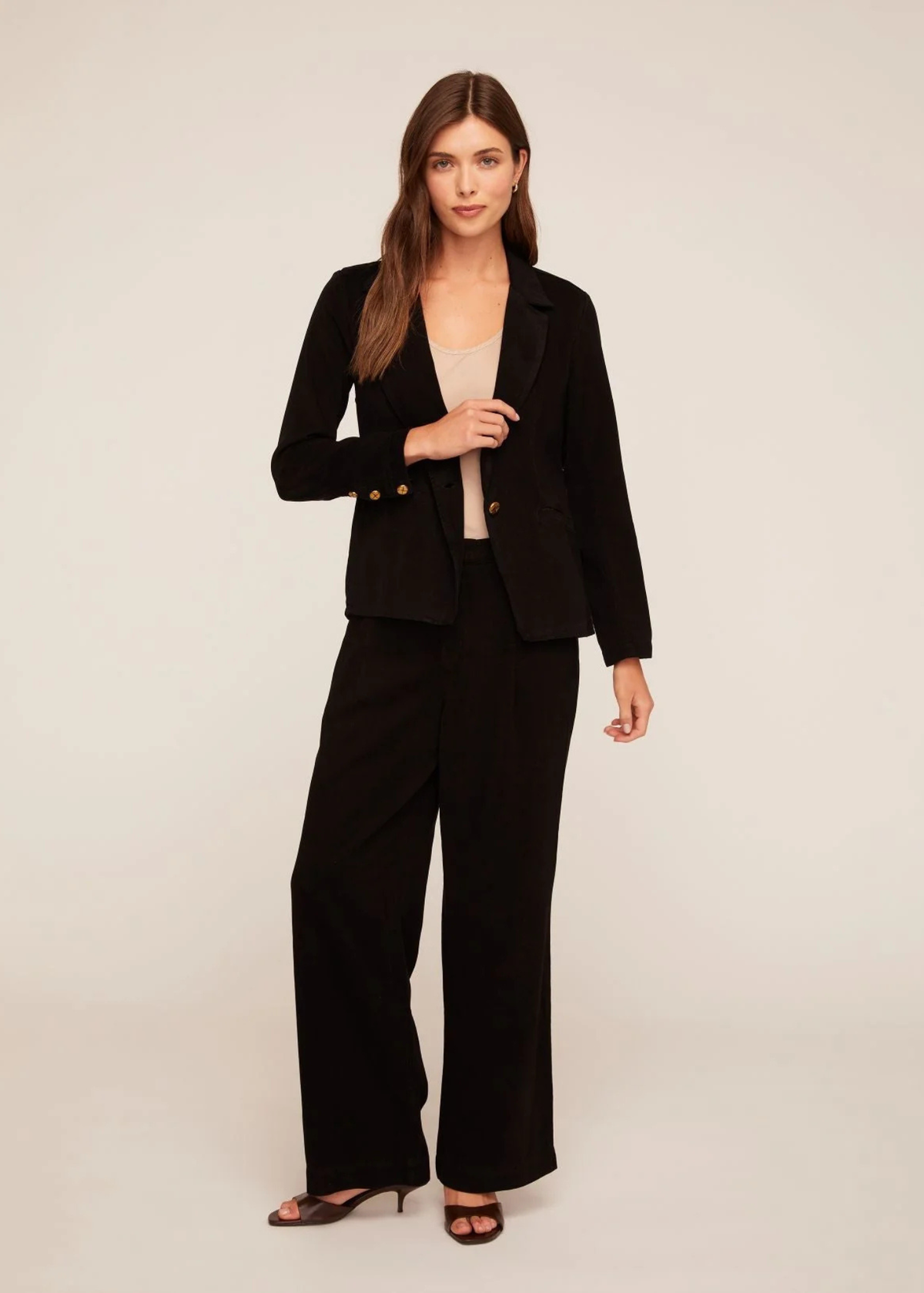 Notch Collar Long Line Blazer