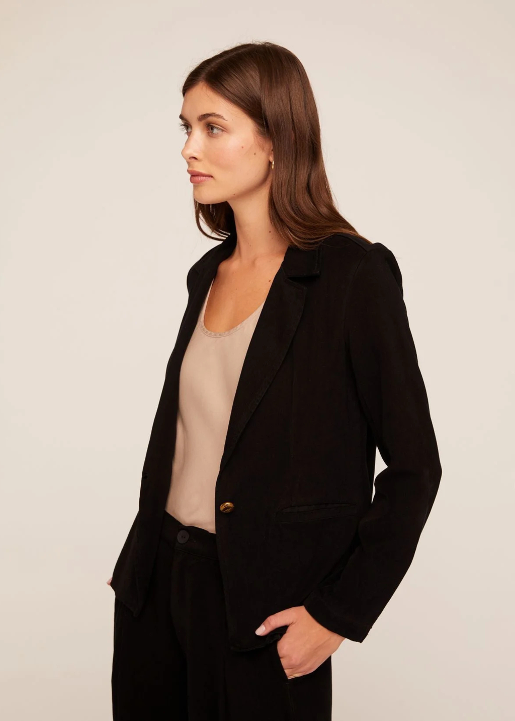 Notch Collar Long Line Blazer