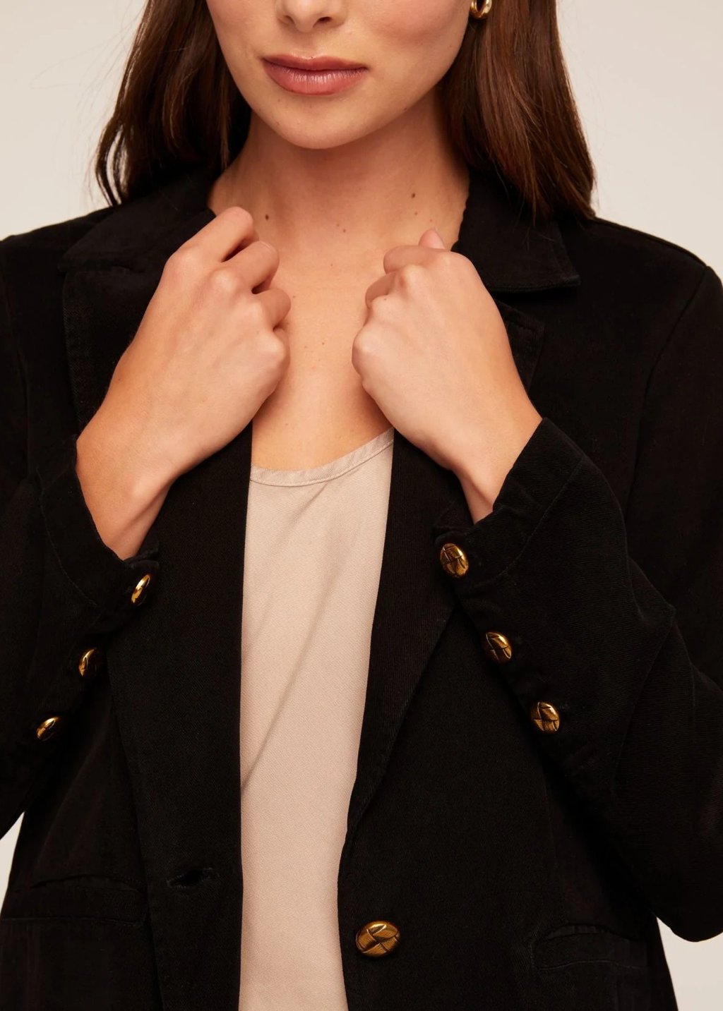 Notch Collar Long Line Blazer