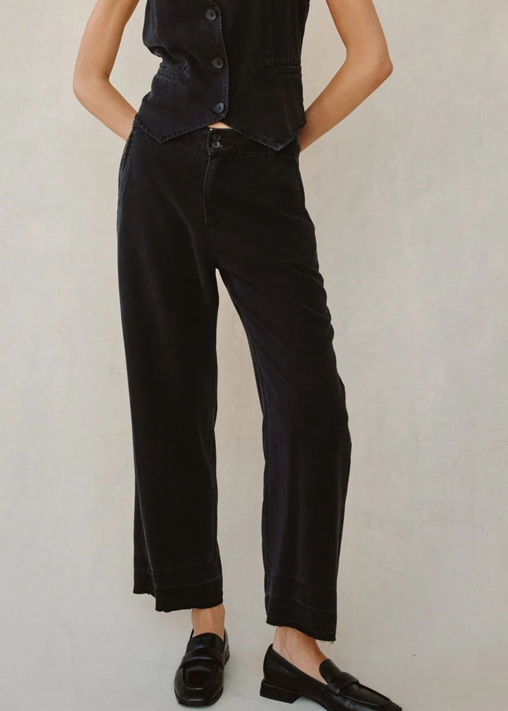 Saige Open Hem Wide Leg Crop Pant
