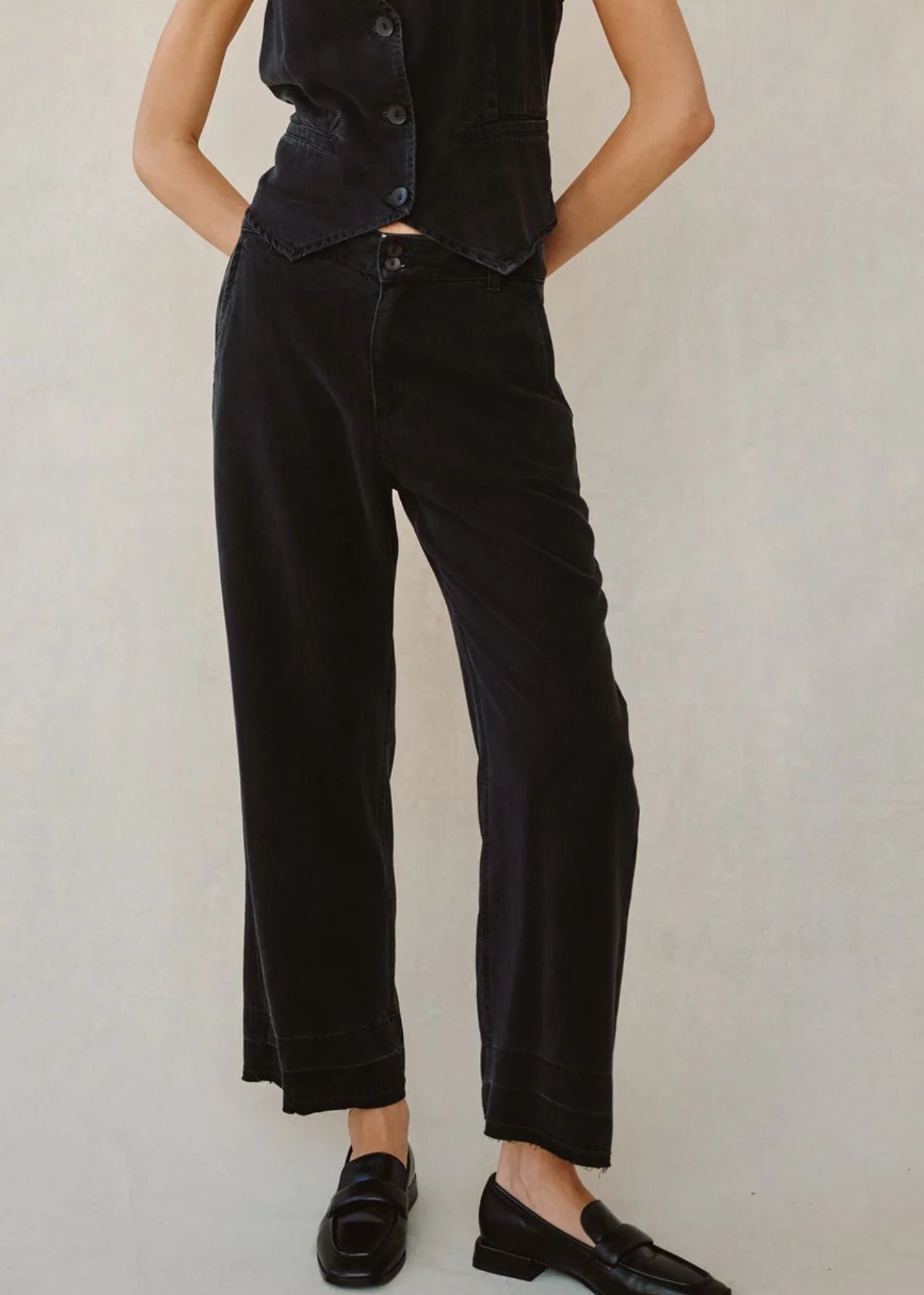 Saige Open Hem Wide Leg Crop Pant