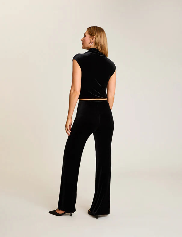 Velvet Draped Mockneck Crop Top