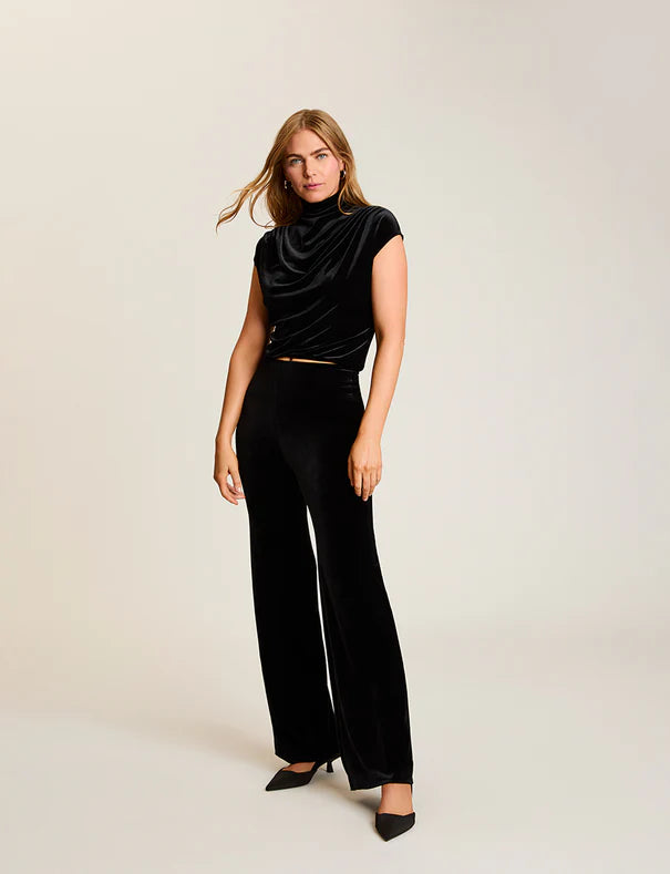 Velvet Draped Mockneck Crop Top