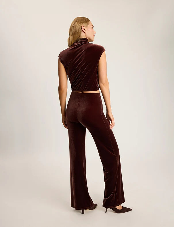 Velvet Draped Mockneck Crop Top