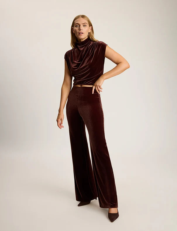 Velvet Draped Mockneck Crop Top