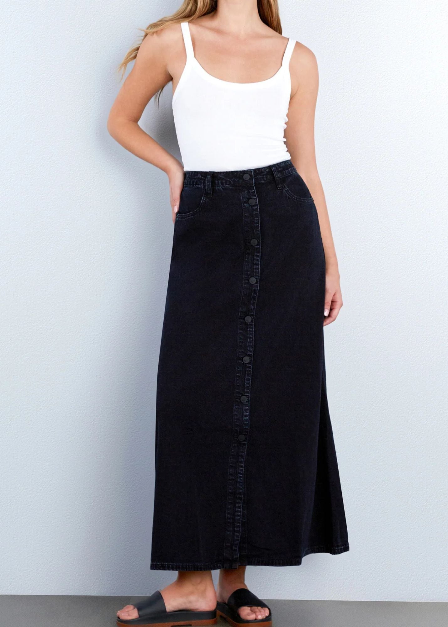 Soft Denim Maxi Skirt - Clothes Horse