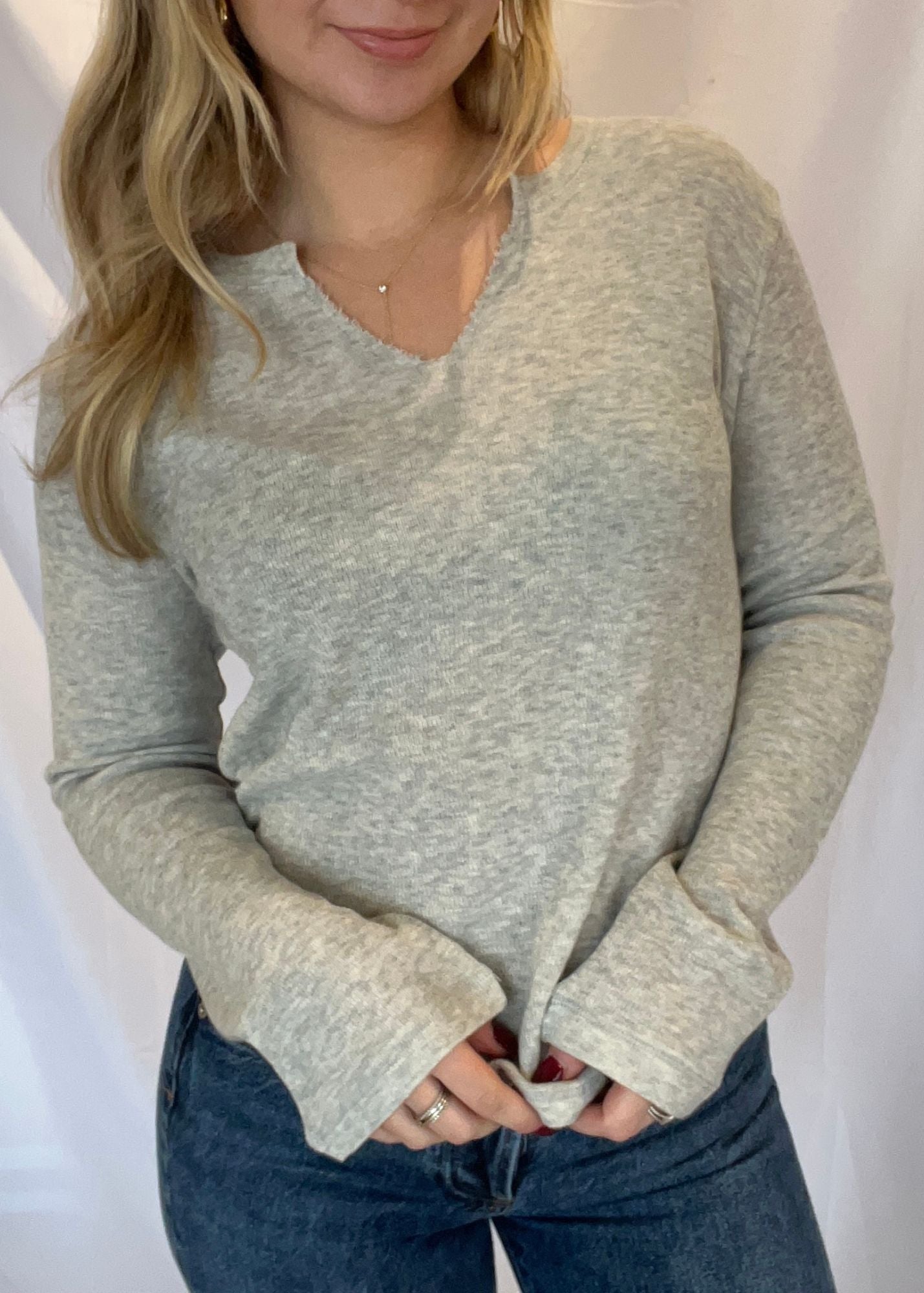 Split Neck Long Sleeve