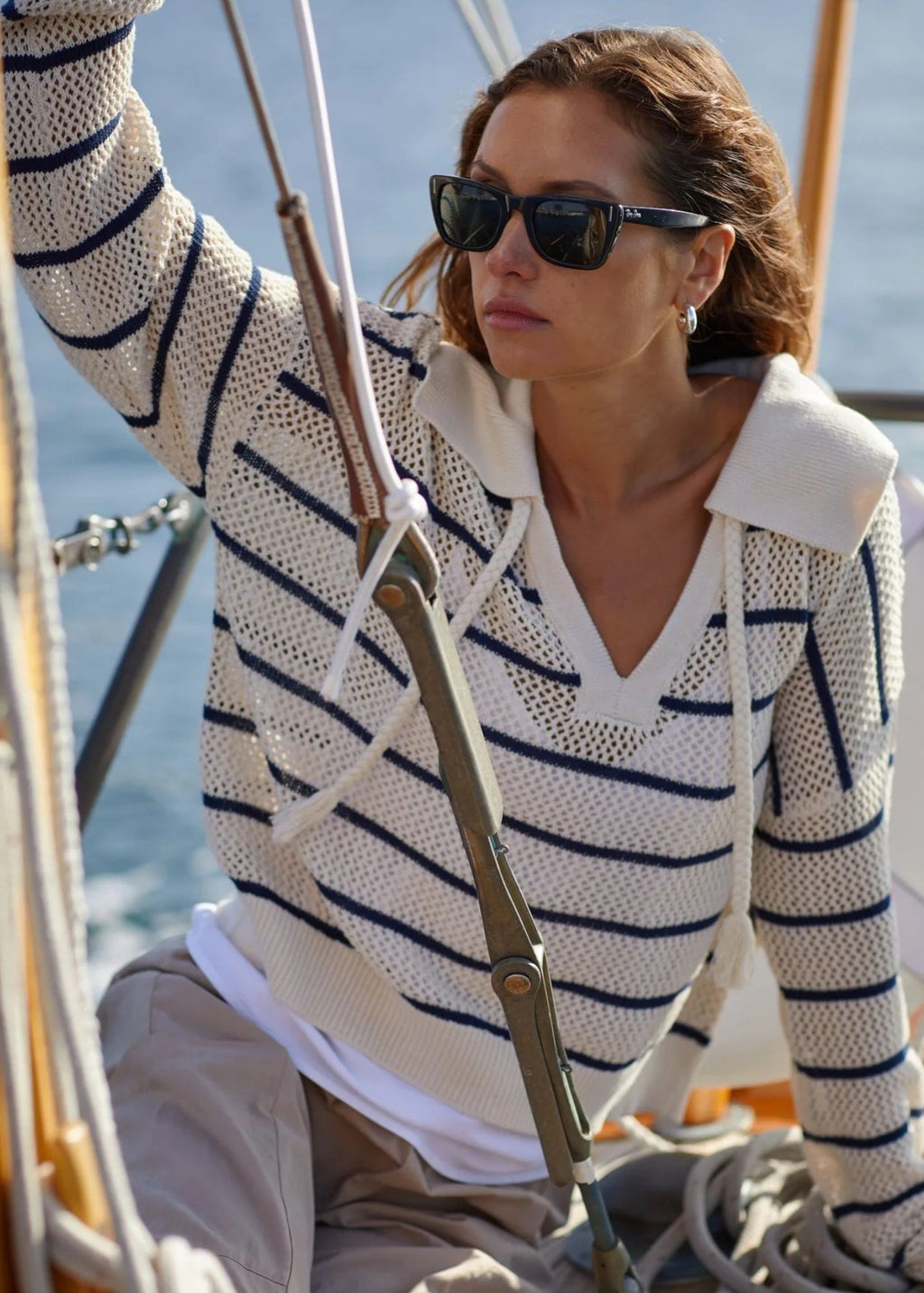 Tassel Tie Open Knit Sweater