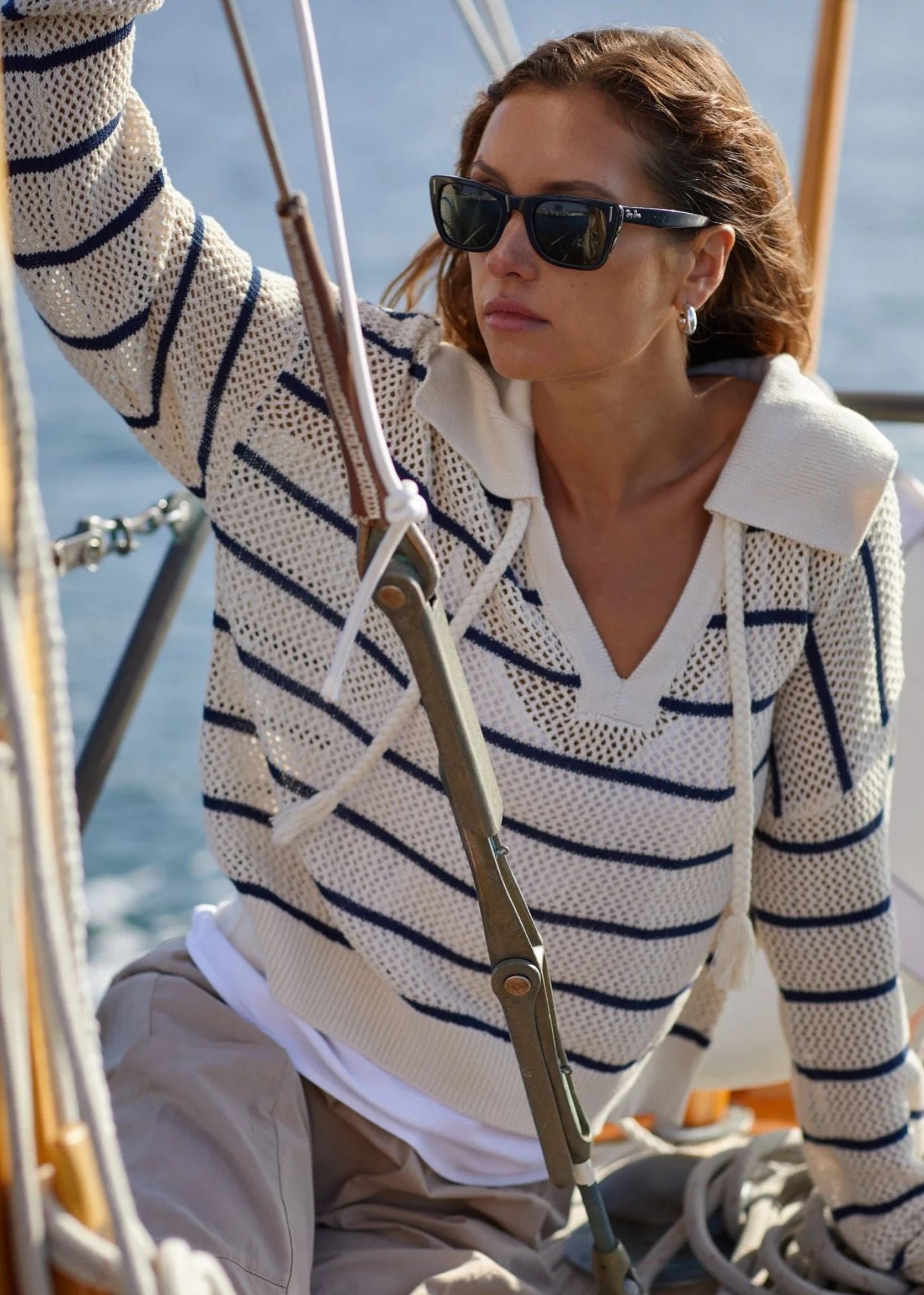 Tassel Tie Open Knit Sweater