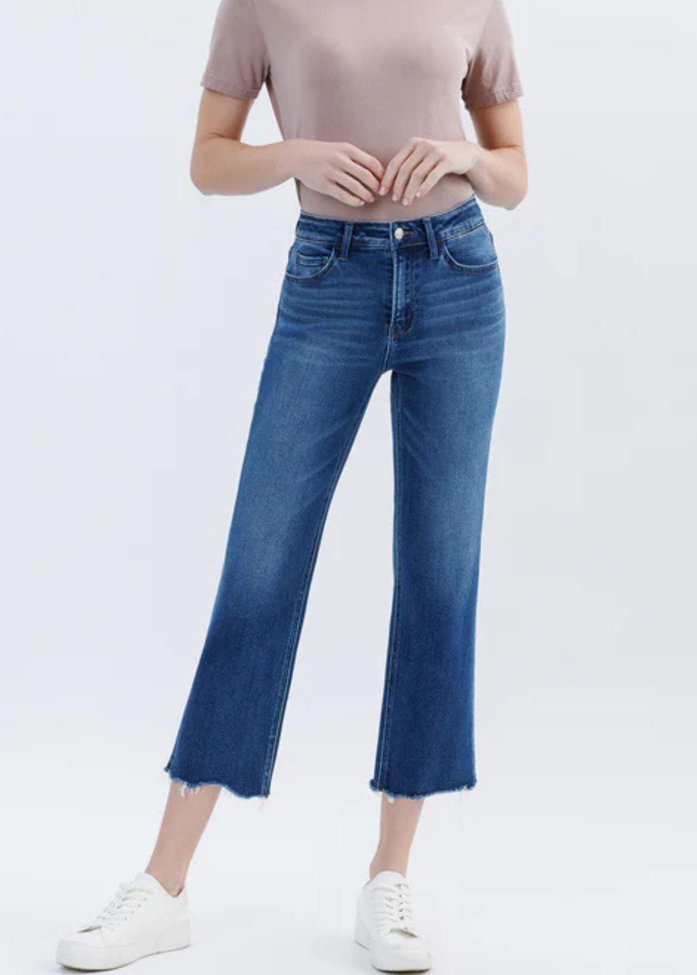 High Rise Crop Straight Jeans