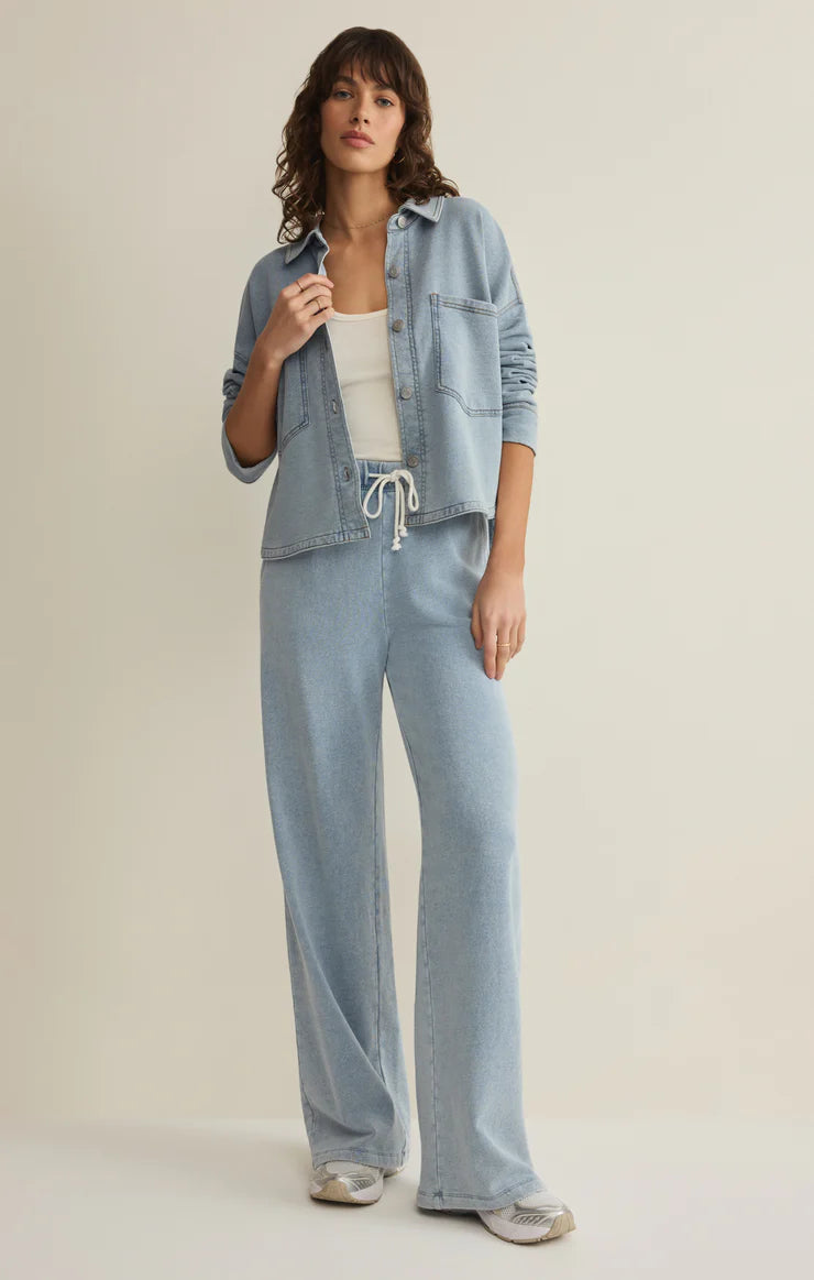 All Day Cropped Knit Denim Jacket