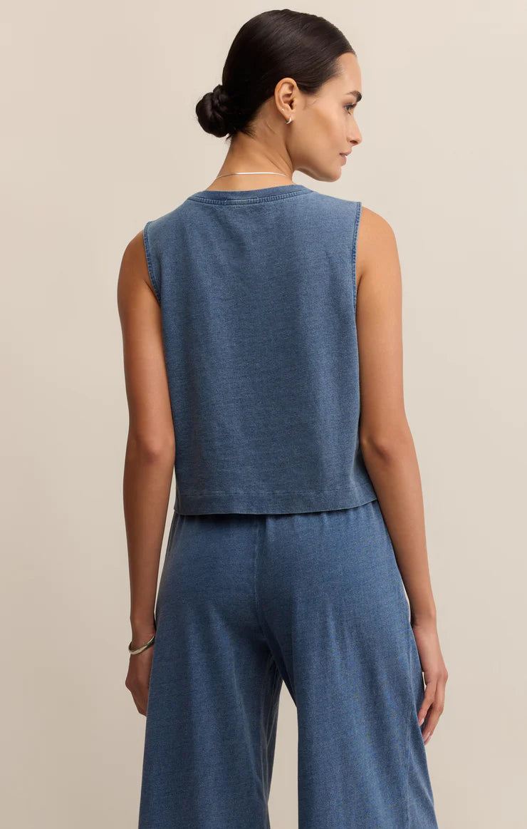 Sloane Jersey Denim Muscle Tank