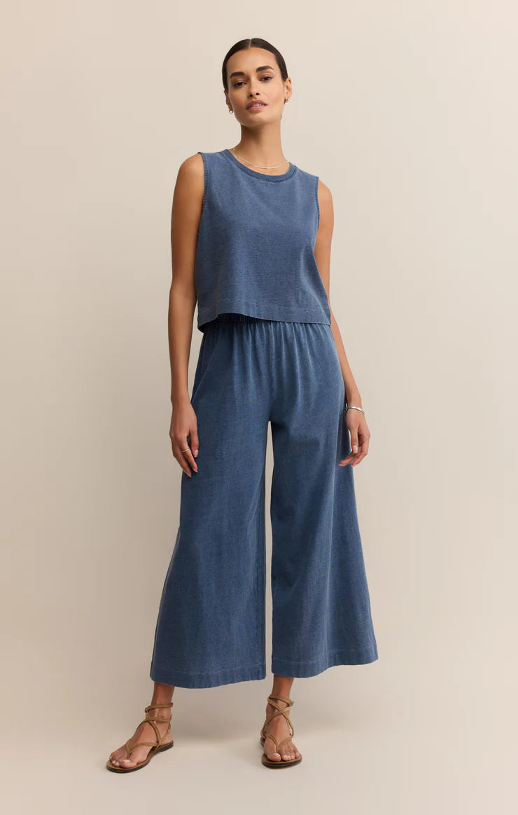 Sloane Jersey Denim Muscle Tank