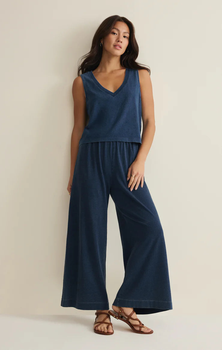 Sloane V-Neck Jersey Denim Top