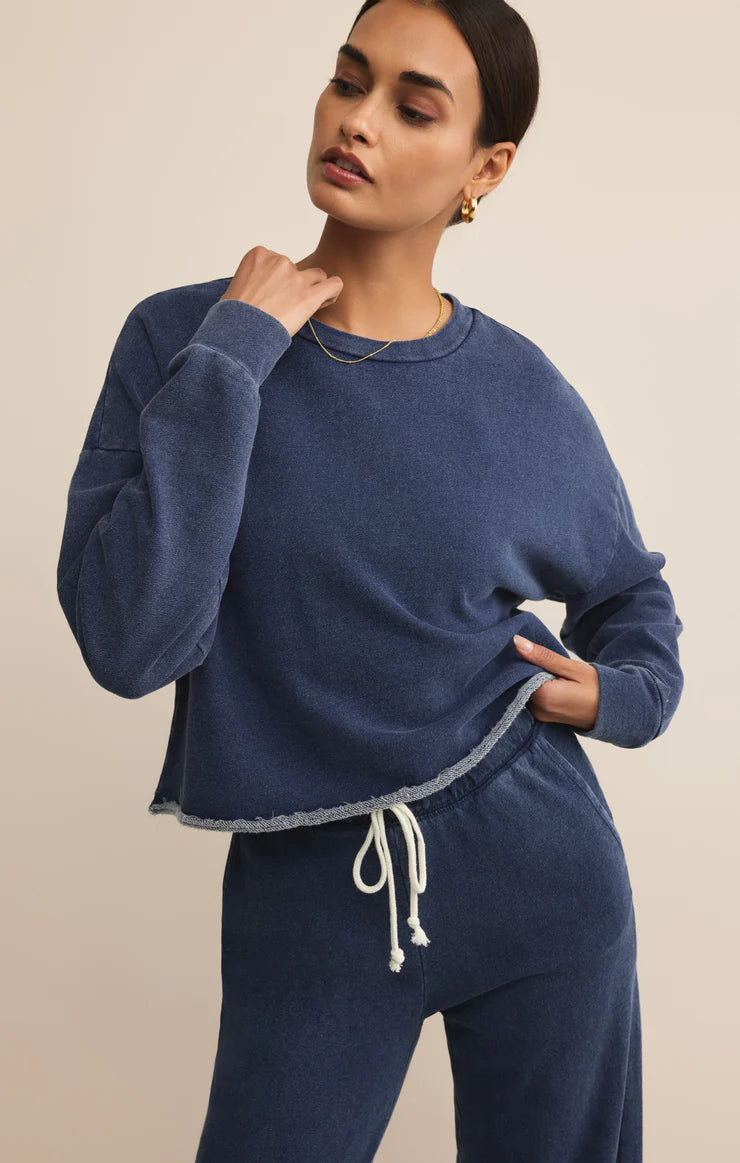 Circuit Knit Denim Sweatshirt