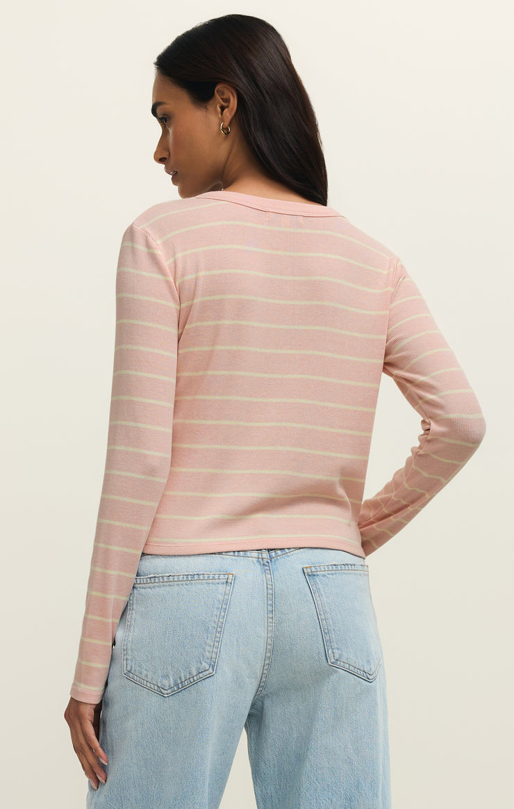 Ferris Cropped Striped Henley Top