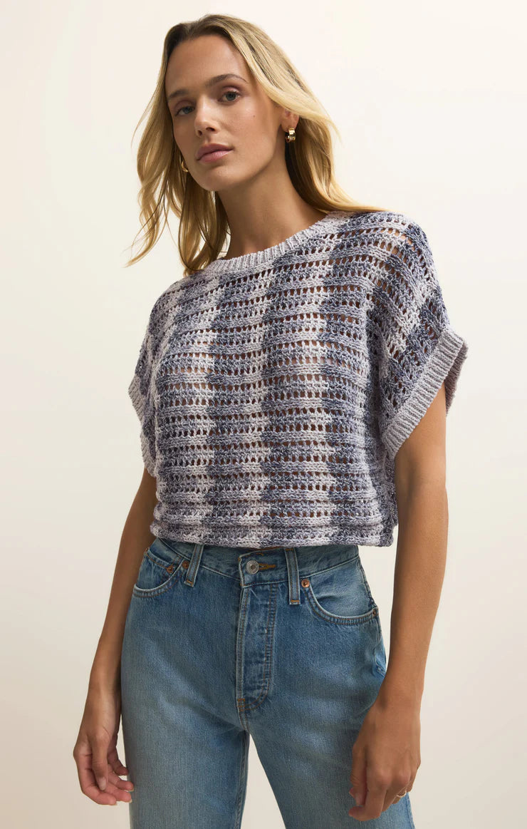 Ballast Crochet Stripe Sweater Top