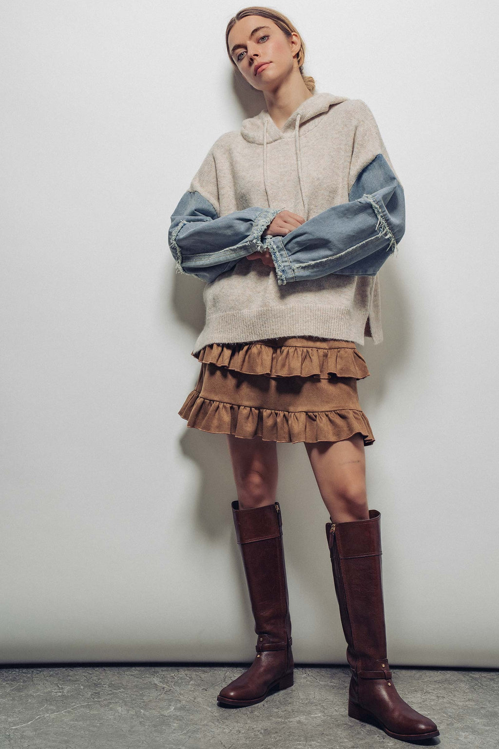 Denim Contrast Hoodie